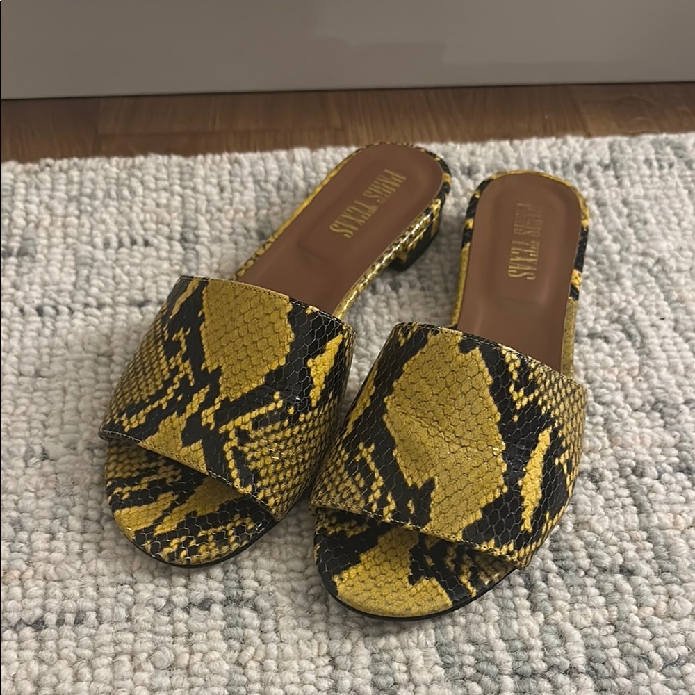 Paris Texas Yellow Snake Print Slides - image 2